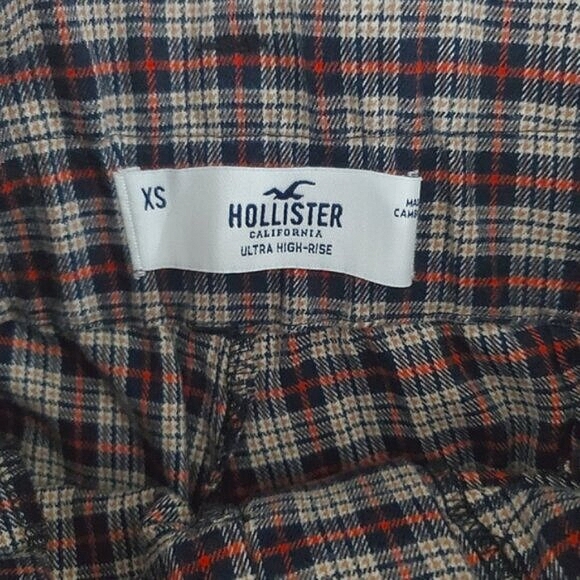 Hollister Ultra High Rise Retro Tapered Plaid Belted Trousers- Brand New - Picture 9 of 11